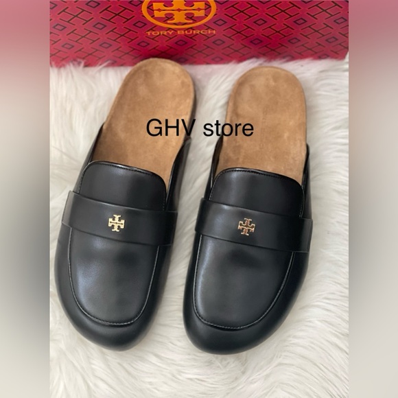 Tory Burch Everly Cork Leather Mule Shoes - Picture 2 of 6